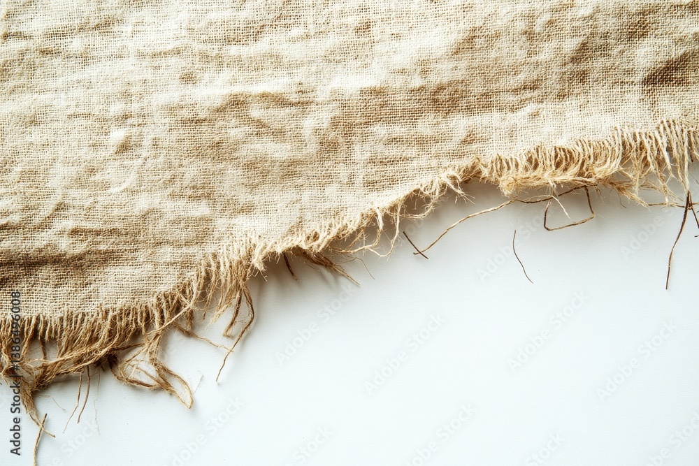 Poster Crinkled natural paper sheets displayed on a smooth white surface, highlighting texture and contrast in minimalist design