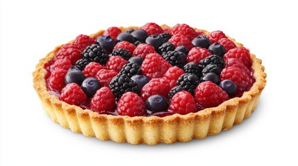 A fresh berry tart with a buttery crust and smooth cream filling. Featuring indulgent desserts