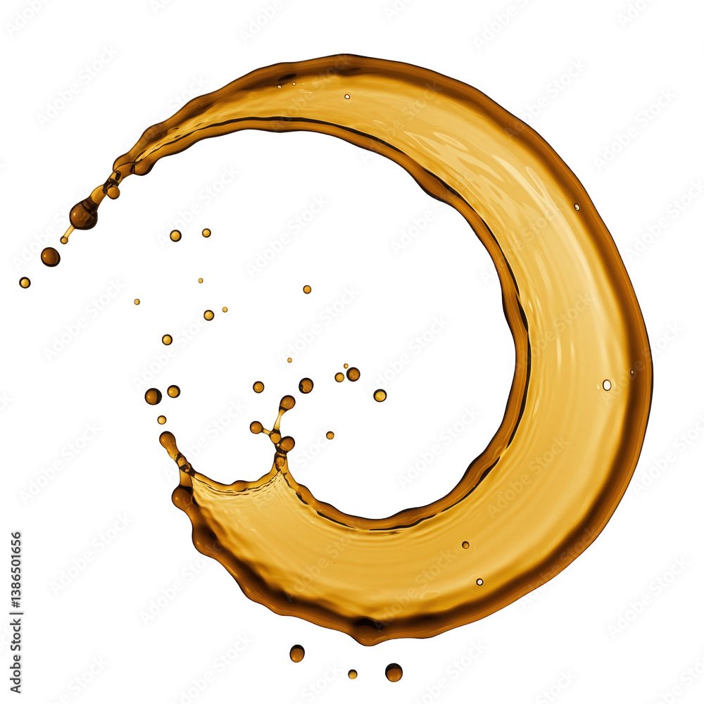 Poster liquid gold forms a dynamic splashing circle.