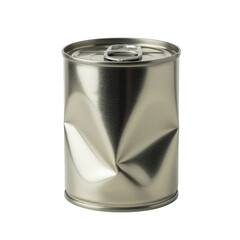 Crushed metal can with an intact pull tab.