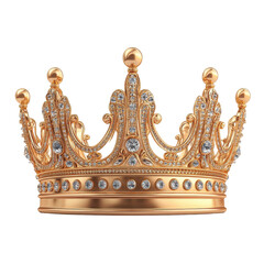 Gold Crown with Diamonds Royal Regalia Luxury Jewelry isolated on transparent background