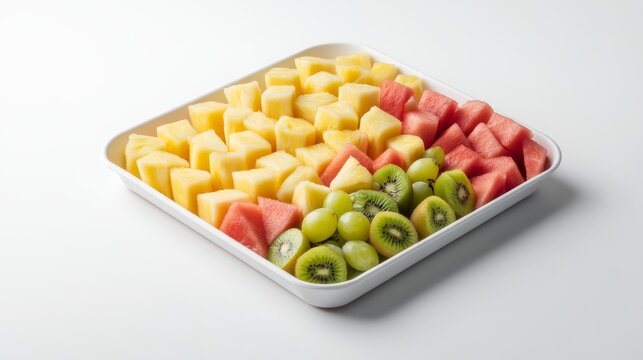 A fresh fruit salad with pineapple, mango, and berries. Featuring vibrancy and natural sweetness