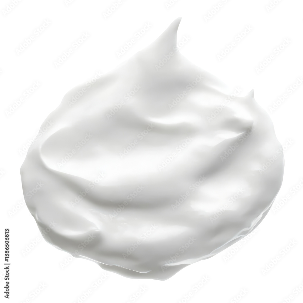 Poster close-up of white cream spread generously on a plate with a smooth texture and glossy finish for cul