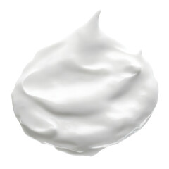 Close-up of white cream spread generously on a plate with a smooth texture and glossy finish for culinary presentation isolated on transparent background..