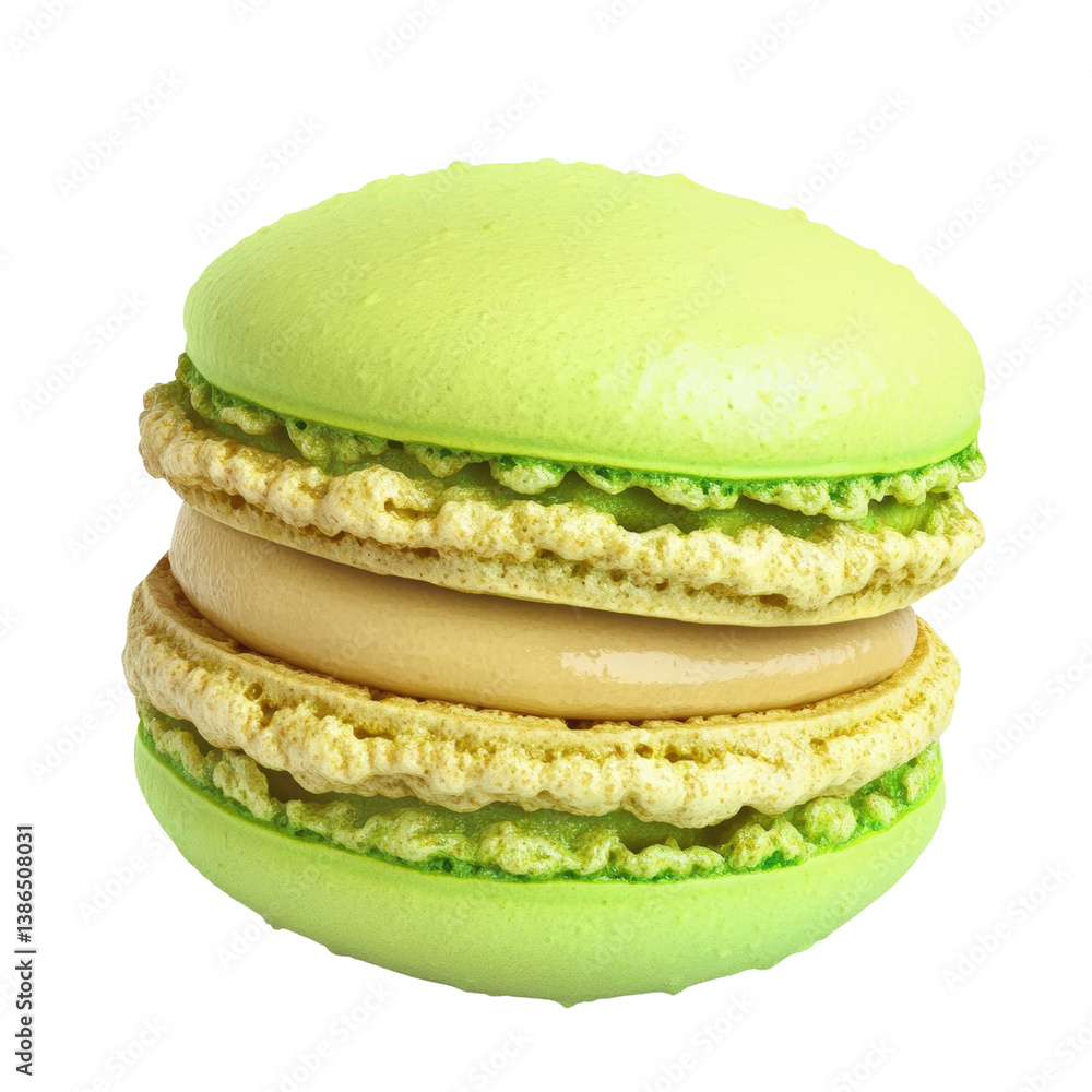 Aufkleber colorful macaron stacked neatly on a white plate with soft focus background highlighting the delicat