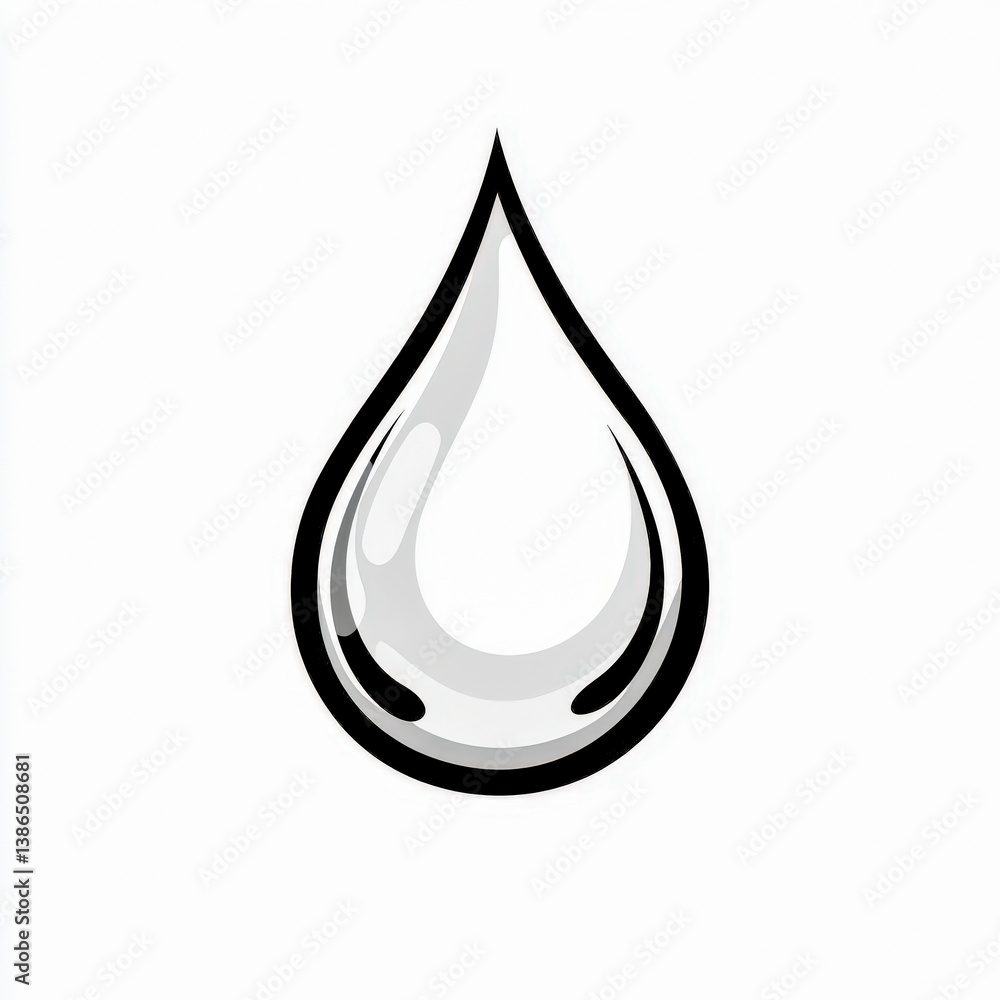 Poster water droplet icon depicted in line art style showcasing its smooth design and shape for various app