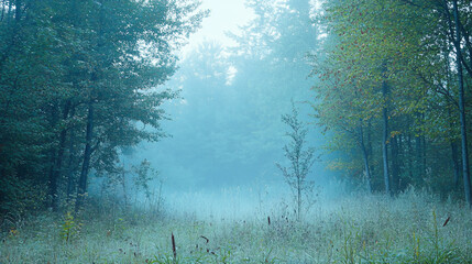 Mystical Morning Mist in a Tranquil Forest Landscape - Captivating Nature Photography