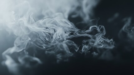 Ethereal wisps of smoke swirling gracefully against a dark backdrop, creating a mysterious atmosphere, ideal for artistic and abstract visual compositions