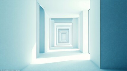 Serene Light Blue Architectural Corridor