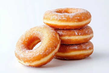 A Stack of Freshly Made Glazed Donuts on a White Surface