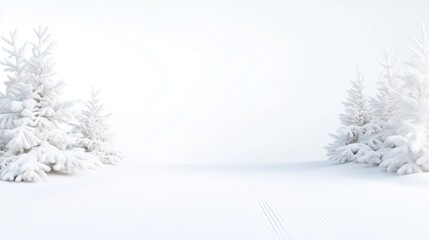 Fototapeta premium Snowy winter scene, two trees
