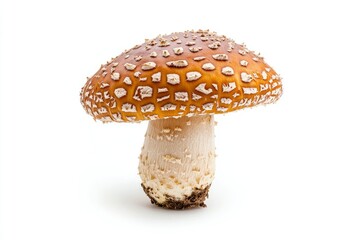 Obraz premium Isolated Mushroom with Brown Cap and White Spots on White Background