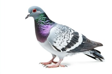Fototapeta premium Pigeon Standing Gracefully on a Clean White Background in Studio Shot