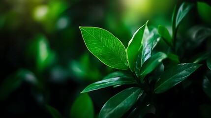 Obraz premium Lush Green Leaves Emerge.