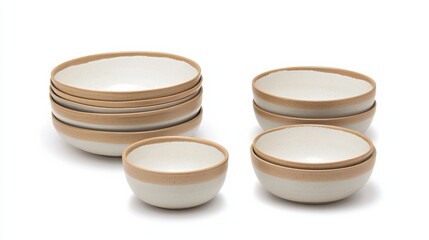 Stacked Ceramic Bowls in Various Sizes for Culinary Use
