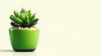 Fototapeta premium Lush Succulent in Vibrant Green Pot.