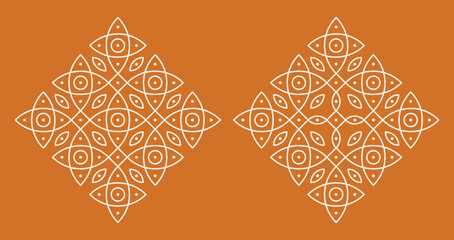 Set of modern pulli kolam. Indian home decor patterns.