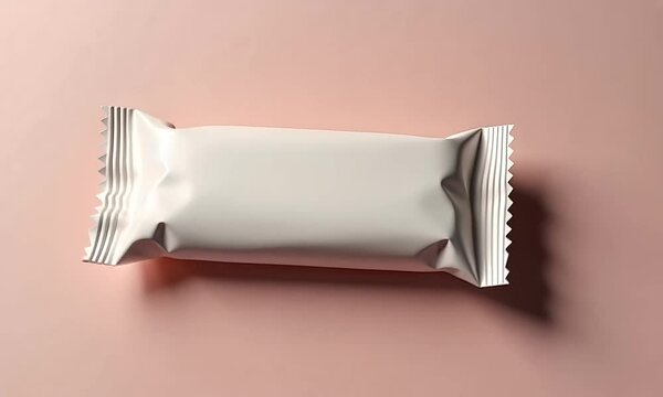 Blank White Candy Wrapper Mockup on Pink Background