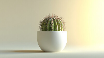 Small cactus in a white ceramic pot centered on past