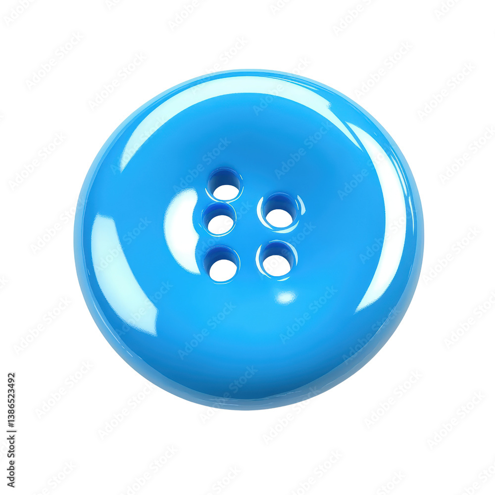 Poster a simple yet striking blue button placed on a soft white background highlighting its design and colo