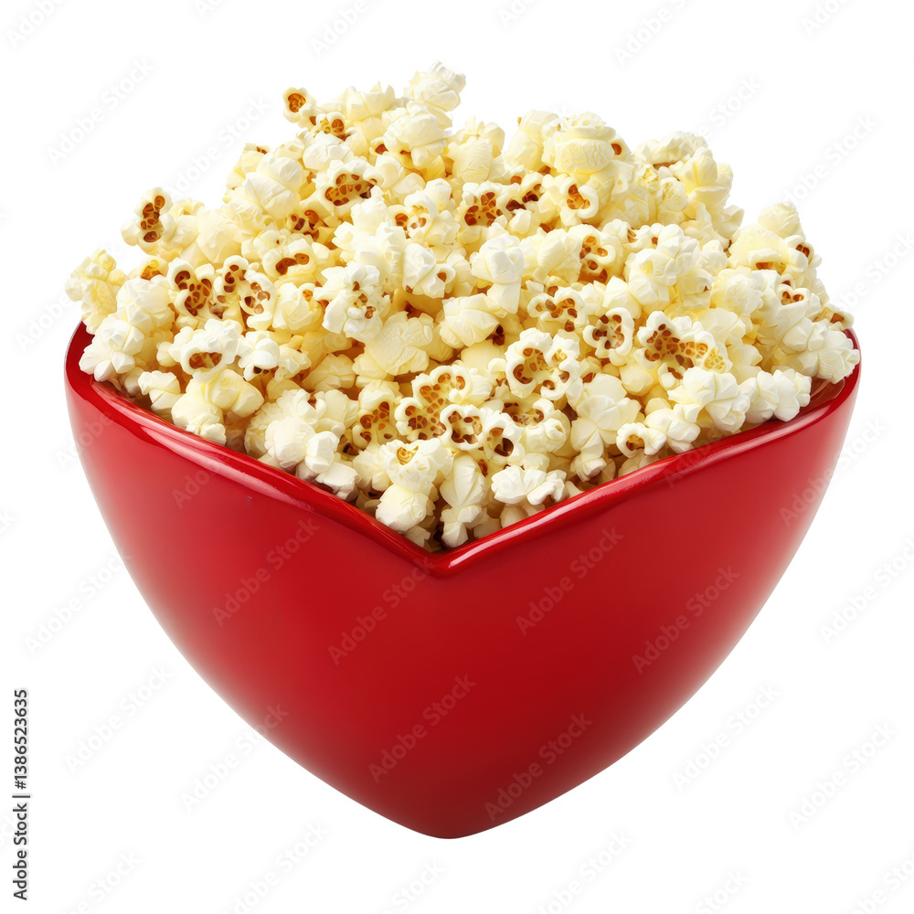 Aufkleber a bright red bowl filled with fluffy popcorn set against a soft background inviting sharing and enjo