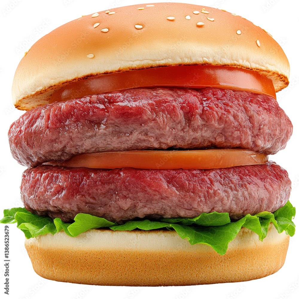 Poster a juicy hamburger with fresh ingredients stacked high and presented against a soft background ready 