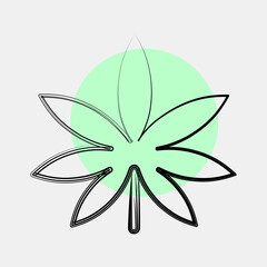 Icon cannabis. Plant leaves elements. Icon in color spot style.