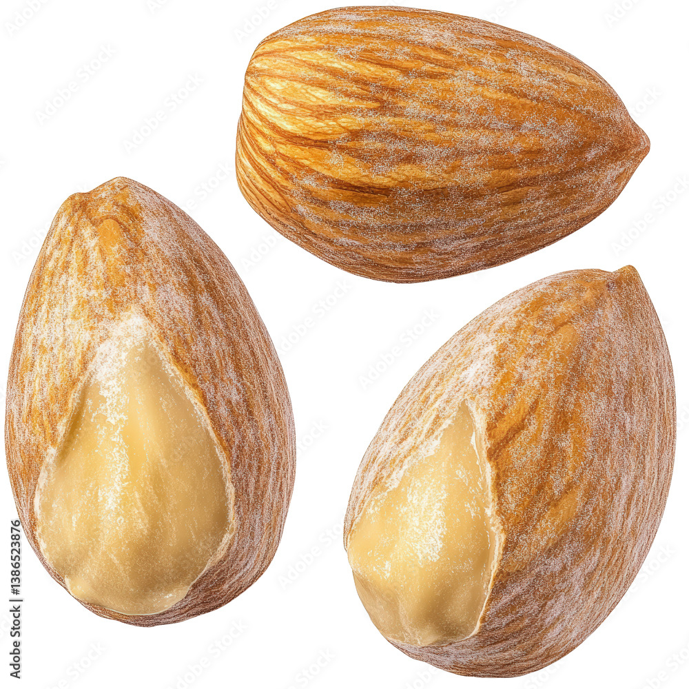 Aufkleber a single nut with a rough and a smooth interior placed on a natural wooden surface for a rustic pres