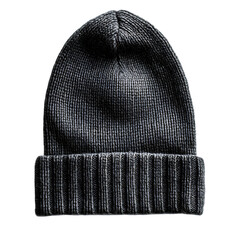Classic Double Layer Gray Beanie Isolated on Transparent Background