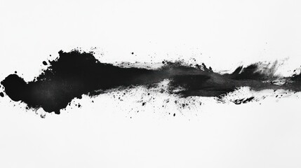 Abstract Black Paint Smear and Splatter on White Background