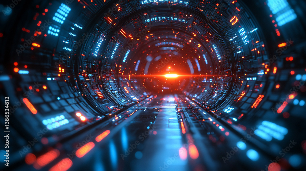 Poster abstract sci-fi tech background with shiny radial blur and grainy film noise. futuristic motion circ