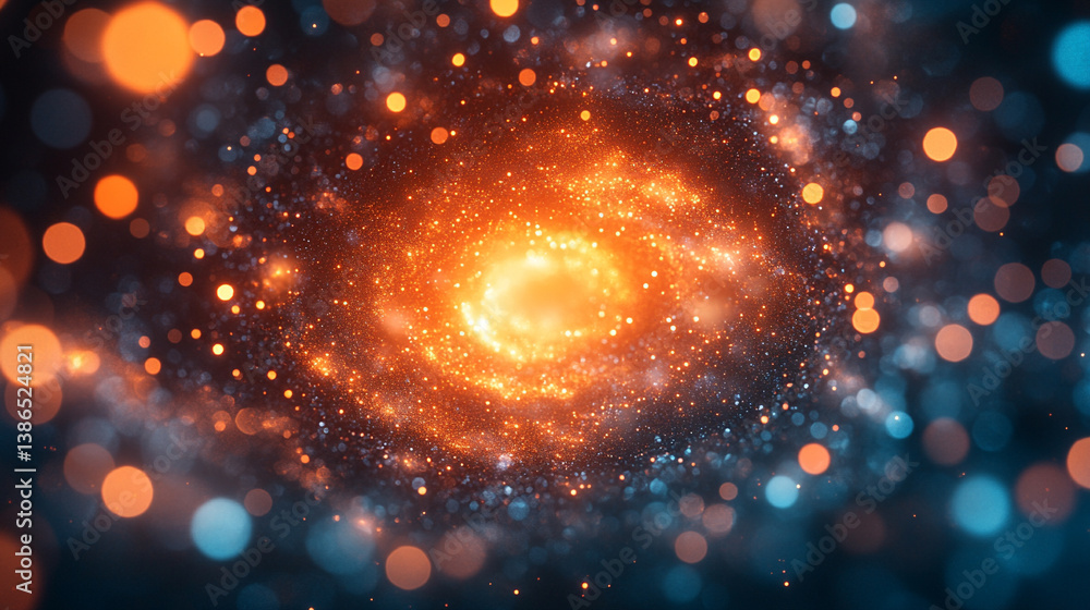 Poster abstract sci-fi tech background with shiny radial blur and grainy film noise. futuristic motion circ