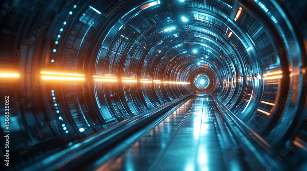 Poster abstract sci-fi tech background with shiny radial blur and grainy film noise. futuristic motion circ