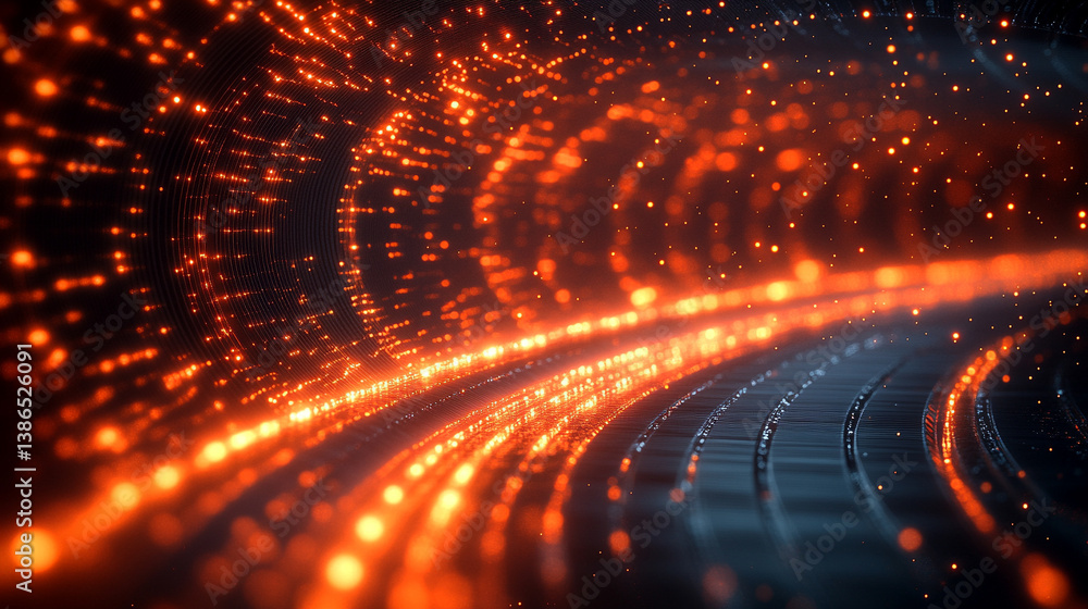 Poster abstract sci-fi tech background with shiny radial blur and grainy film noise. futuristic motion circ