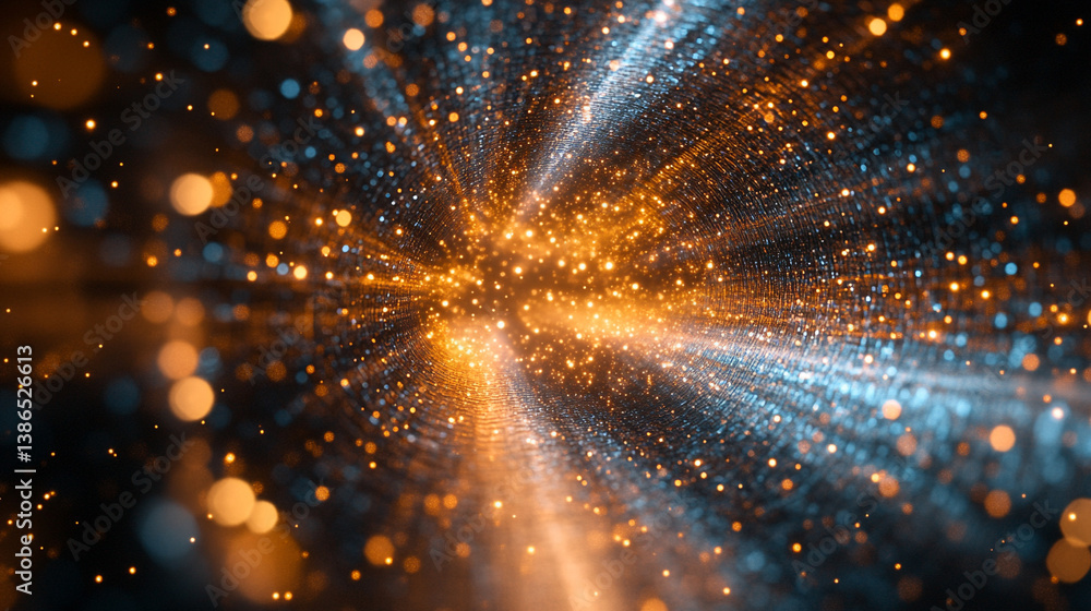 Poster abstract sci-fi tech background with shiny radial blur and grainy film noise. futuristic motion circ