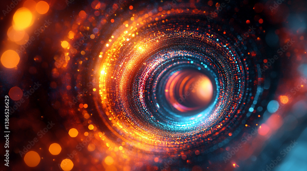 Poster abstract sci-fi tech background with shiny radial blur and grainy film noise. futuristic motion circ