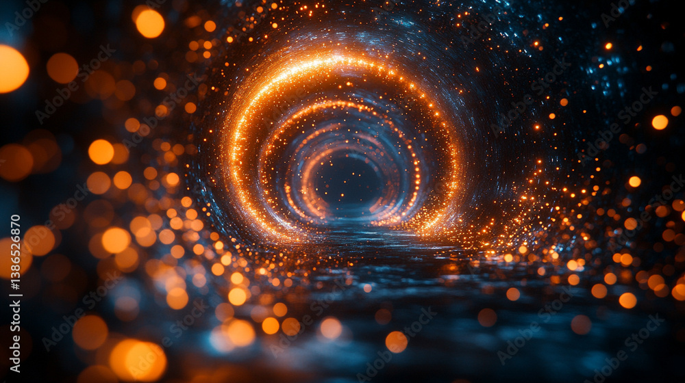 Poster abstract sci-fi tech background with shiny radial blur and grainy film noise. futuristic motion circ