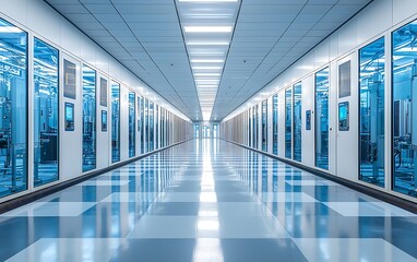 Modern Tech Corridor with Clean  Efficient.