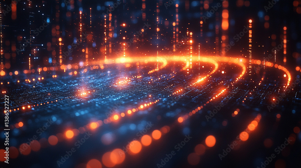 Poster abstract sci-fi tech background with shiny radial blur and grainy film noise. futuristic motion circ