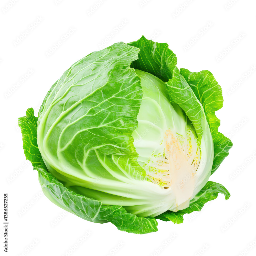 Aufkleber fresh green head of cabbage displayed on a dark background emphasizing its crisp leaves and vibrant 