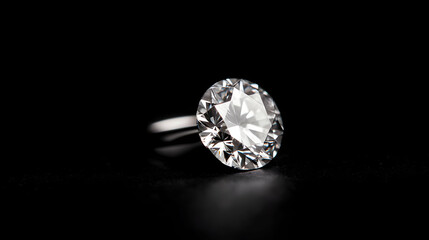Brilliant Round Diamond Ring on Black Background