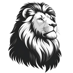 Fototapeta premium Elegant lion head graphic design black and white high resolution images