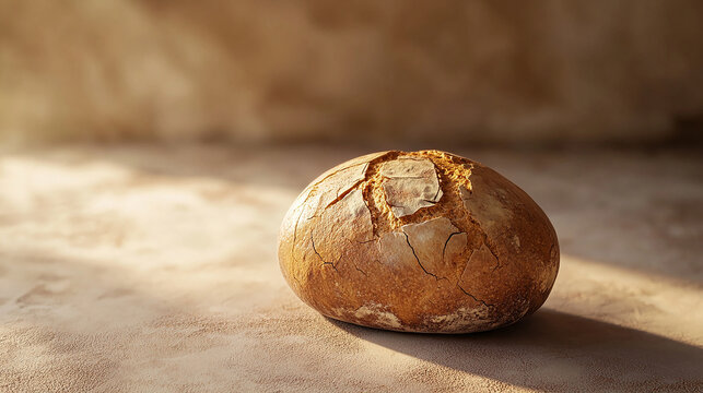 Small loaf of bread with crust cracks placed diagona