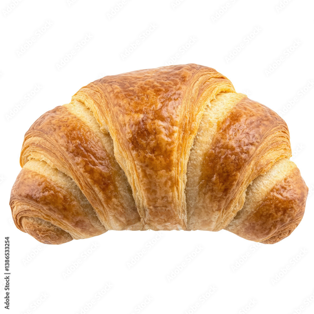 Aufkleber artfully crafted croissant with golden layers displayed on a simple white plate for an elegant break