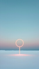 Glowing Circle in a Snowy Landscape at Dusk