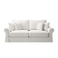Fototapeta premium Stylish white couch with cutout background modern living room furniture showcase bright atmosphere aesthetic perspective