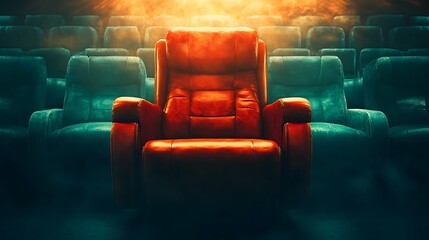 Obraz premium Red Cinema Seat with Center Stage.