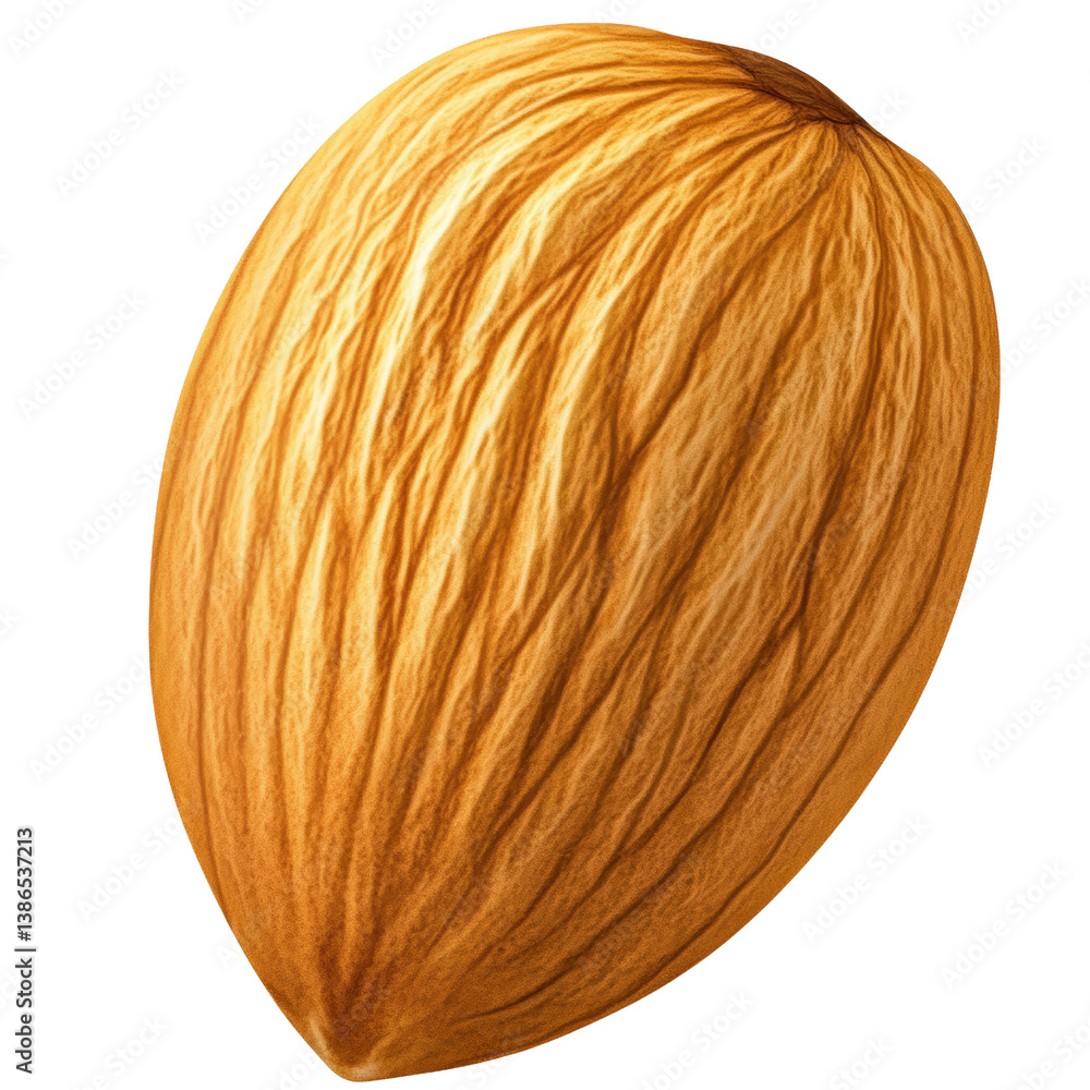 Poster close-up of a whole walnut with rich textures and natural earthy tones displayed on a rustic wooden 