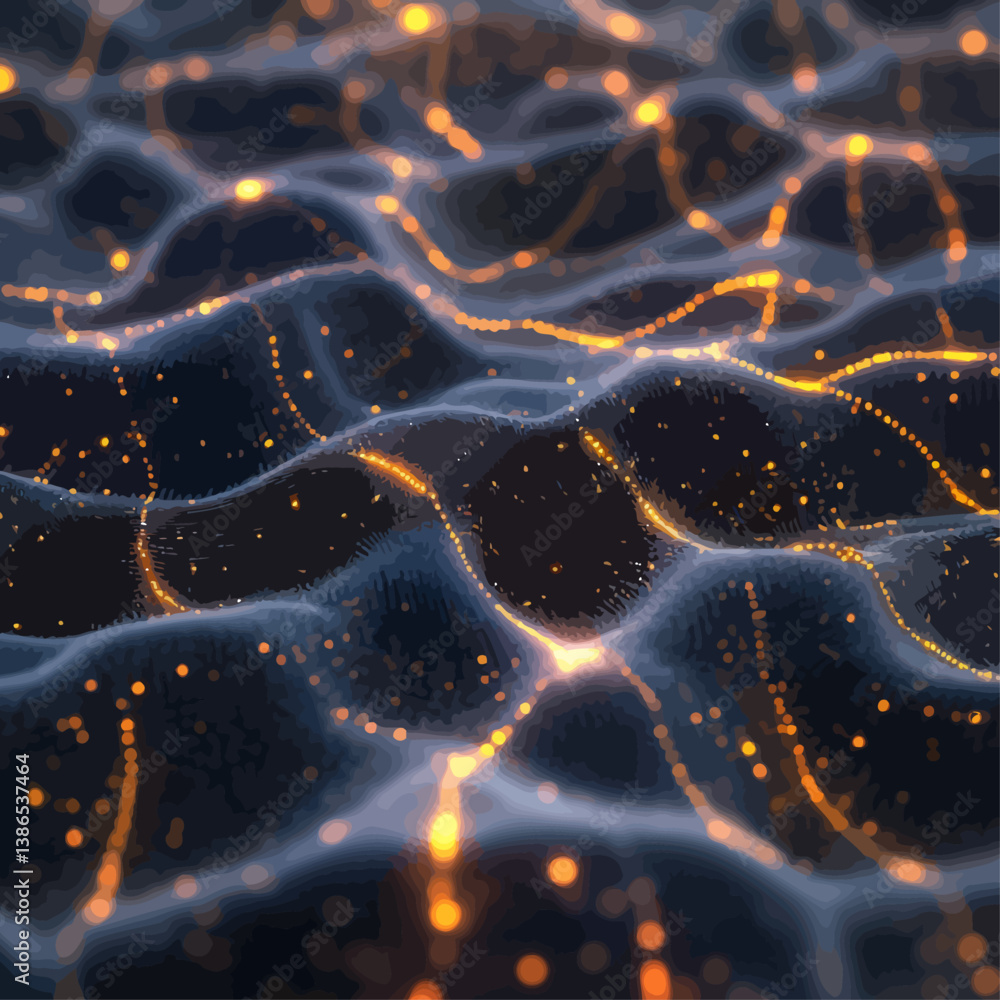 Poster abstract digital data: neural network visualization