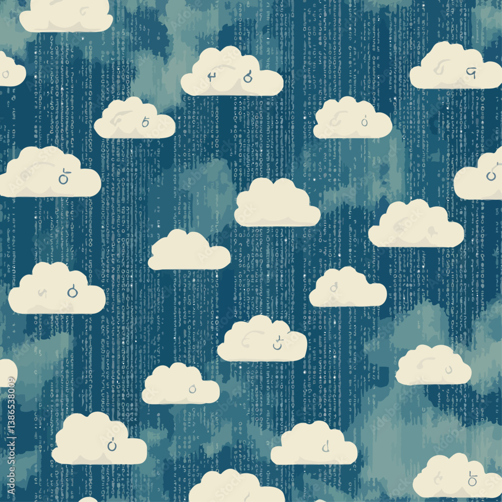 Poster cloud computing with cryptocurrency symbols and digital background